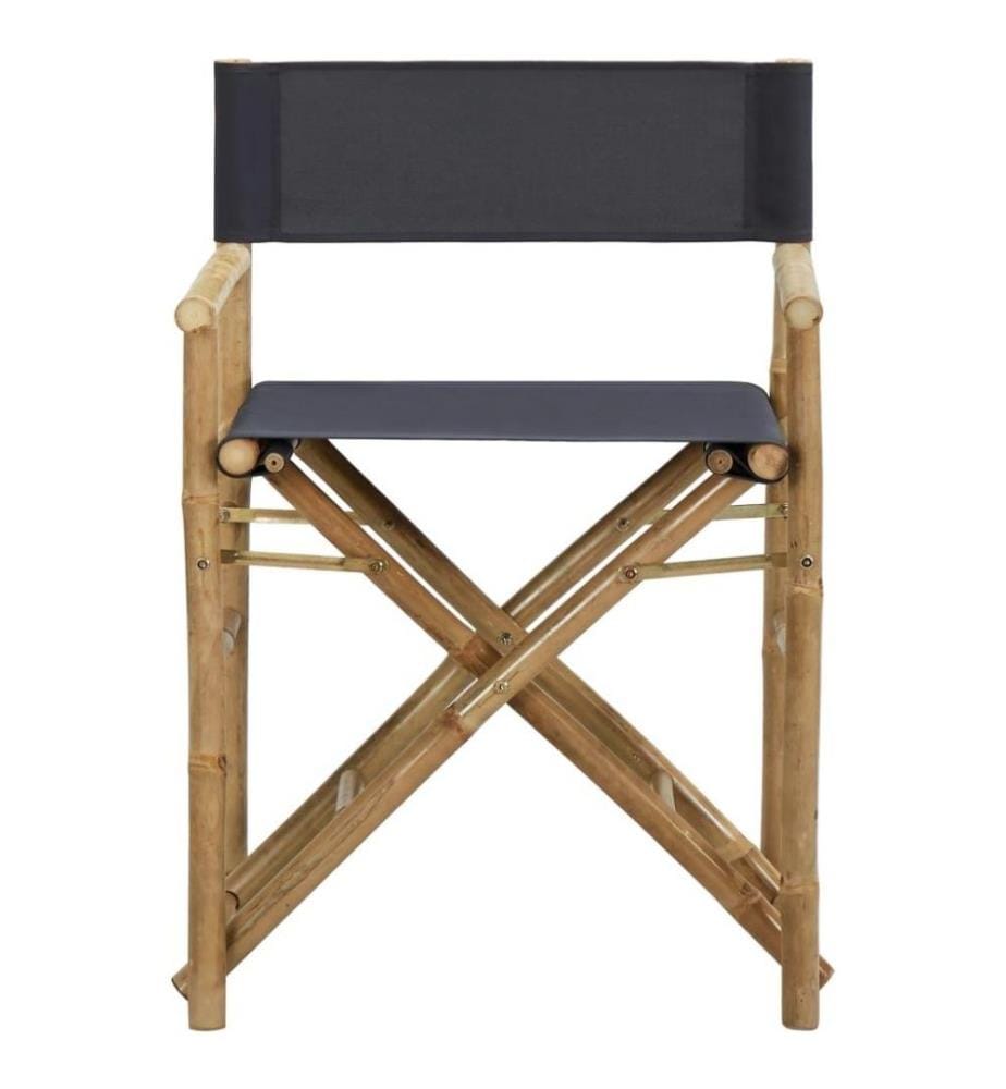 Chaises pliables de directeur 2 pcs Gris foncé Bambou et tissu