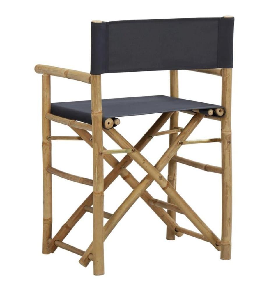 Chaises pliables de directeur 2 pcs Gris foncé Bambou et tissu
