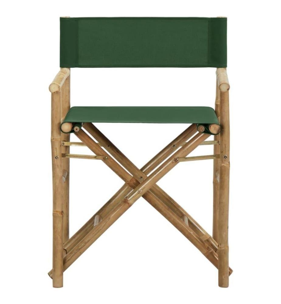 Chaises pliables de directeur 2 pcs Vert Bambou et tissu