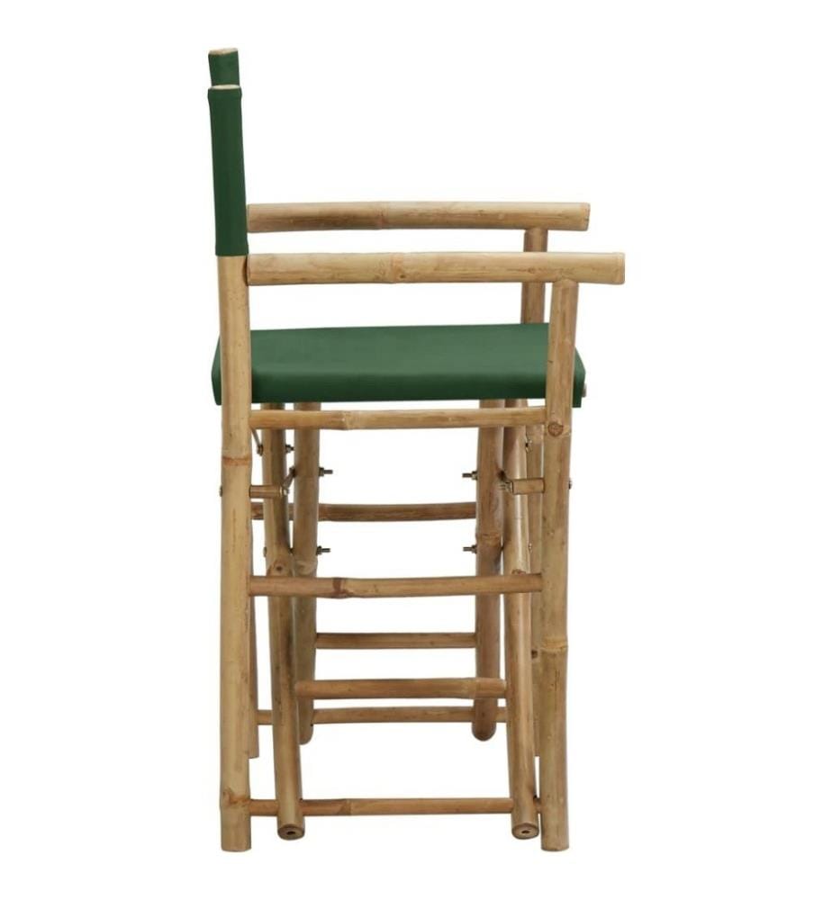 Chaises pliables de directeur 2 pcs Vert Bambou et tissu
