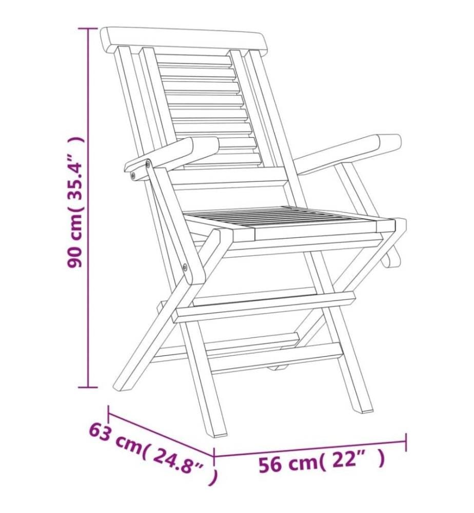 Chaises de jardin pliantes 8 pcs 56x63x90 cm bois massif teck
