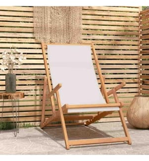 Strandstuhl Klappbar Massivholz Teak Creme