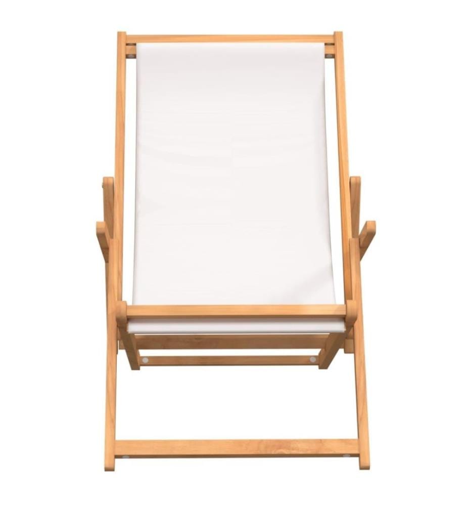 Strandstuhl Klappbar Massivholz Teak Creme