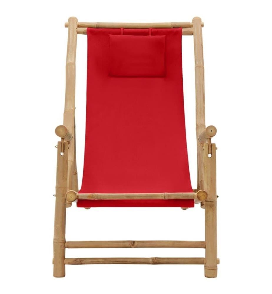 Chaise de terrasse Bambou et toile Rouge