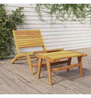 Chaise de jardin avec repose-pieds Bois de teck solide