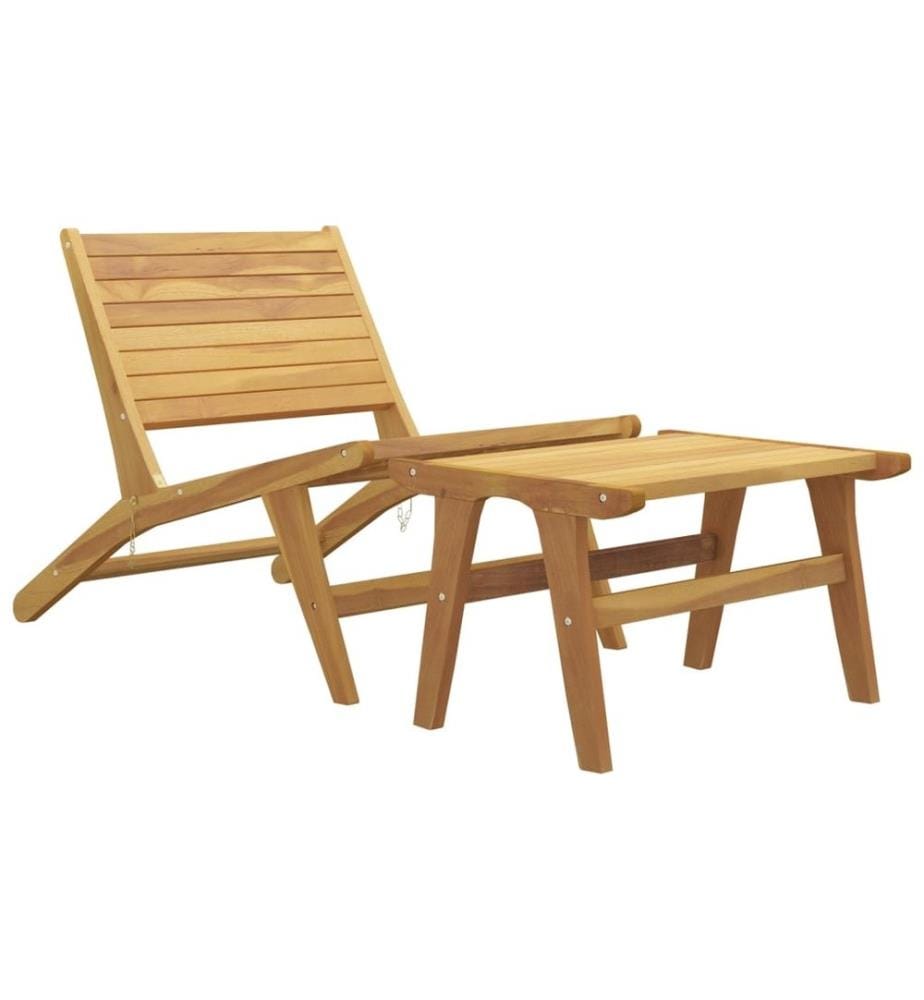Chaise de jardin avec repose-pieds Bois de teck solide