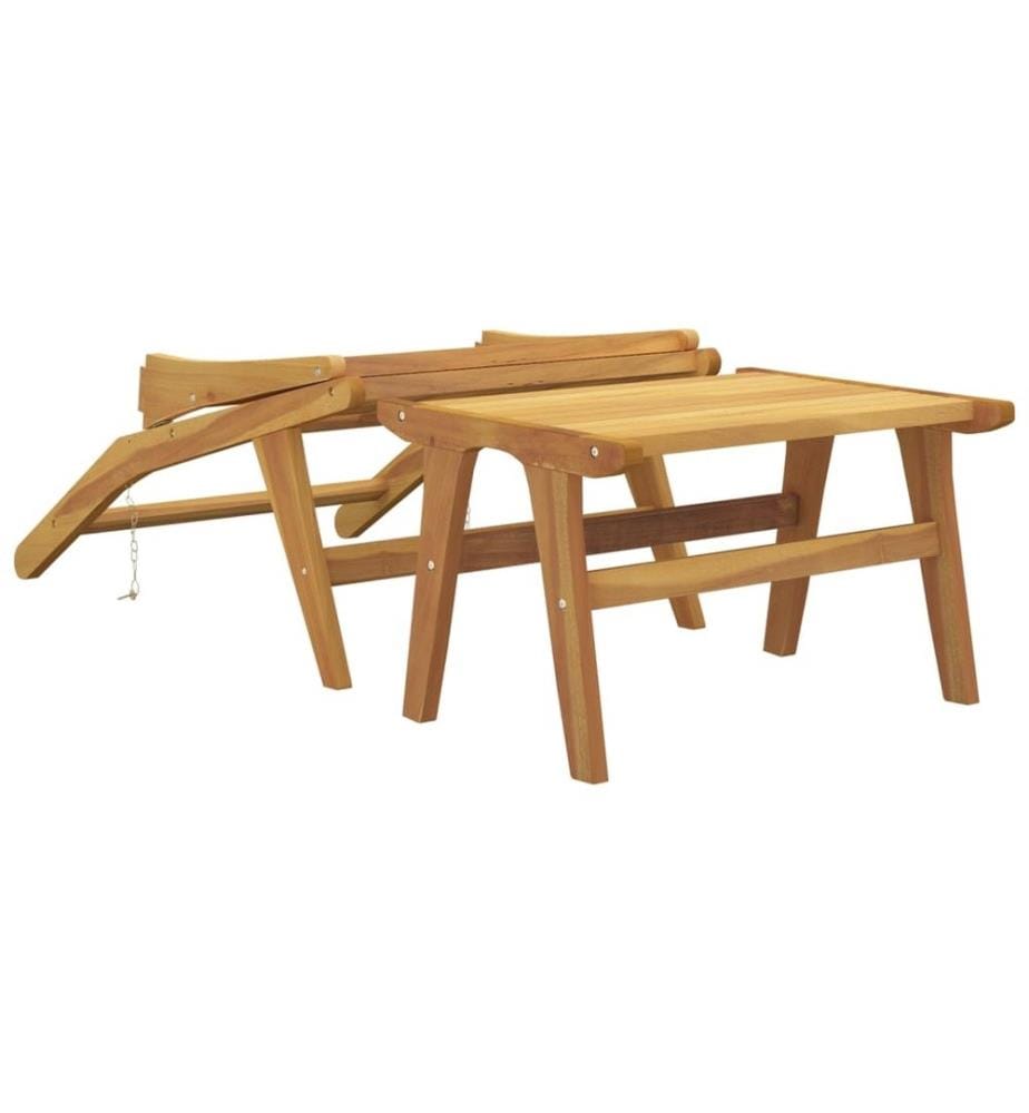 Chaise de jardin avec repose-pieds Bois de teck solide