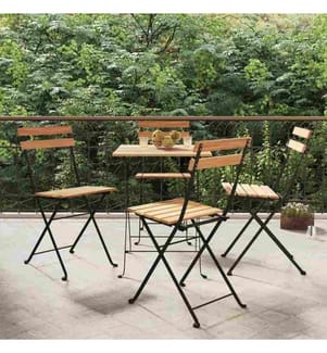 Bistrostühle 4 Stk. Klappbar Massivholz Teak und Stahl