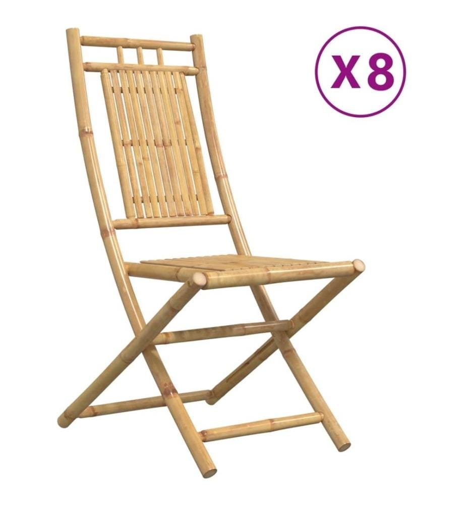 Chaises pliables de jardin lot de 8 46x66x99 cm bambou