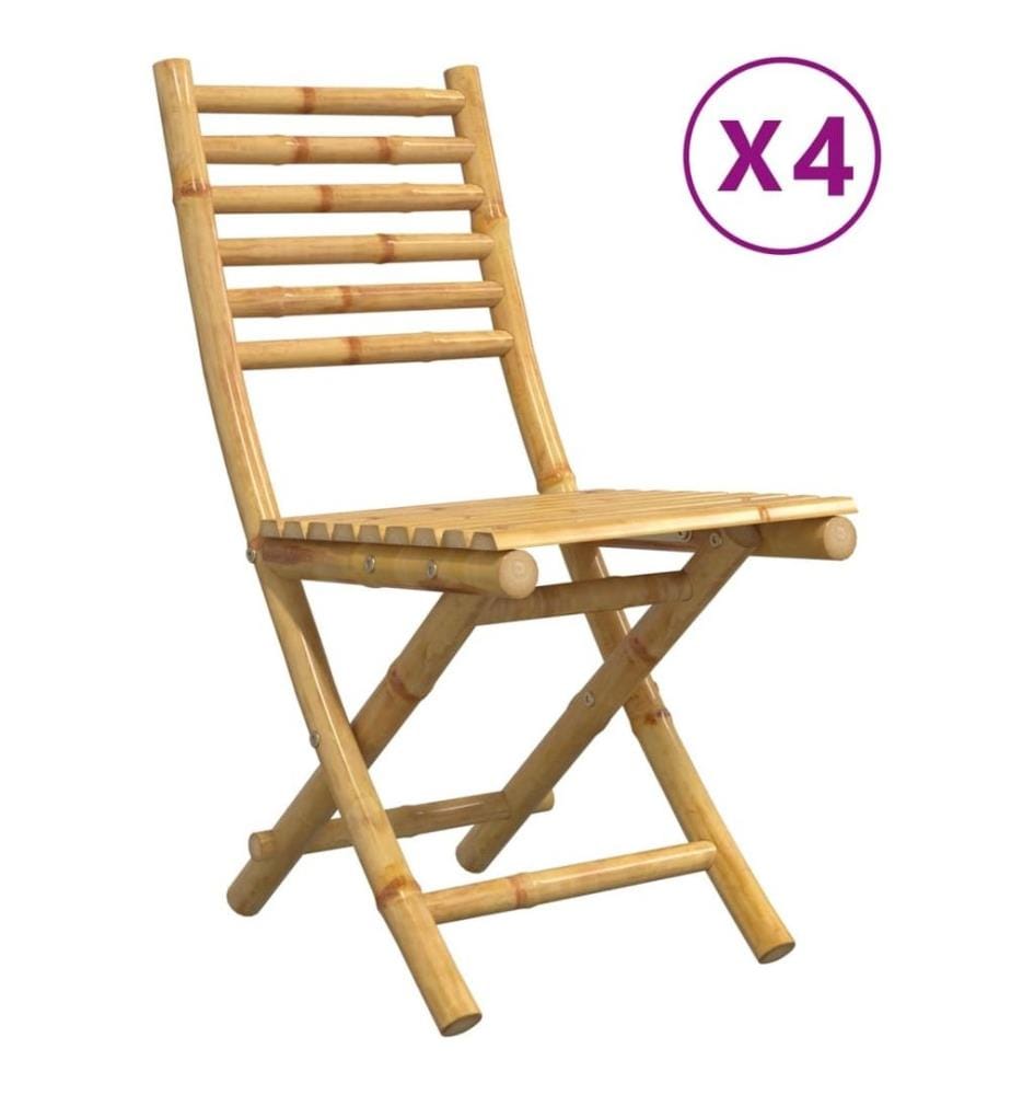 Chaises pliables de jardin lot de 4 43x54x88 cm bambou