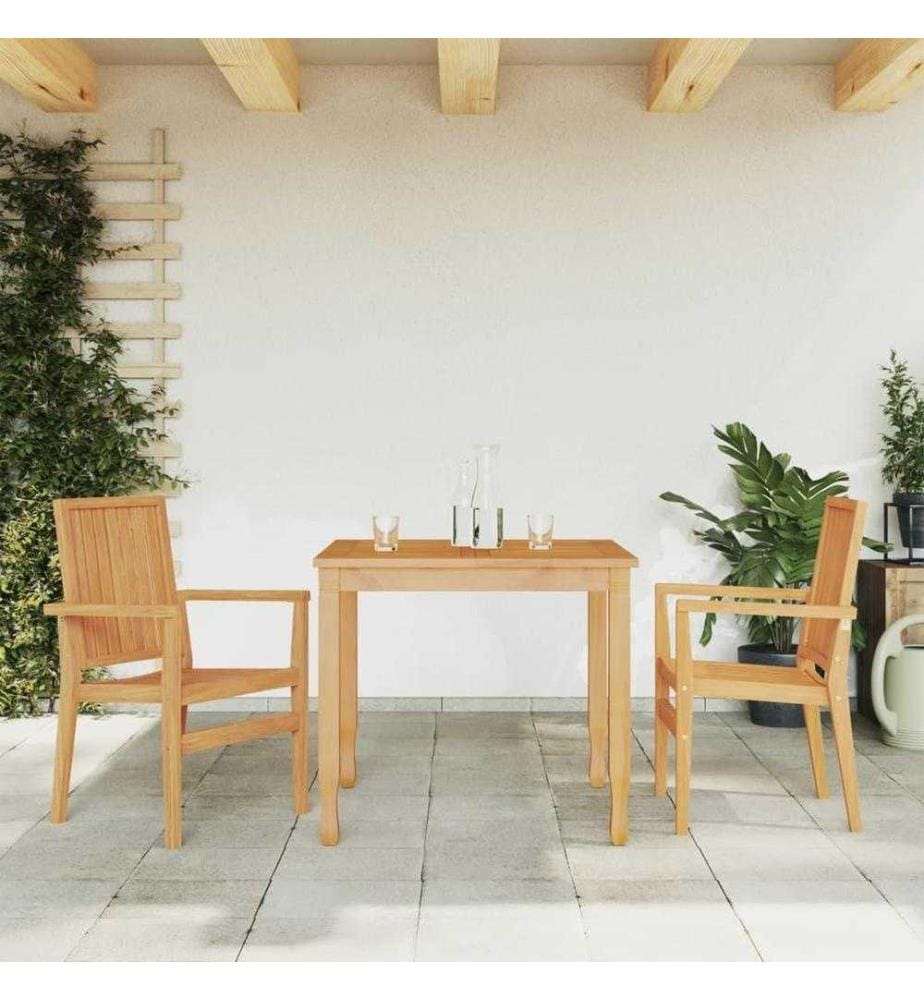 Stapelbare Gartenstühle 2 Stk. 56,5x57,5x91 cm Massivholz Teak