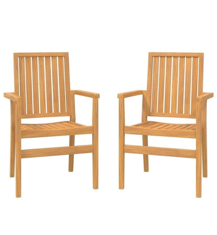 Stapelbare Gartenstühle 2 Stk. 56,5x57,5x91 cm Massivholz Teak