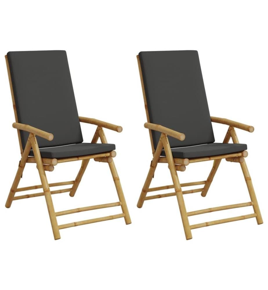 Chaises de bistro pliantes lot de 2 coussins gris foncé bambou
