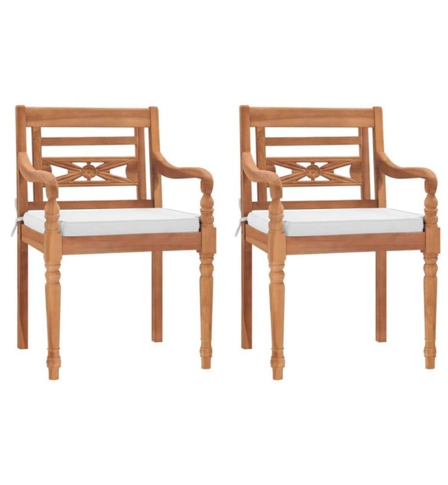 Batavia-Stühle 2 Stk. mit Polstern Massivholz Teak