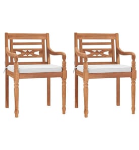 Batavia-Stühle 2 Stk. mit Polstern Massivholz Teak