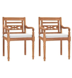 Batavia-Stühle 2 Stk. mit Polstern Massivholz Teak
