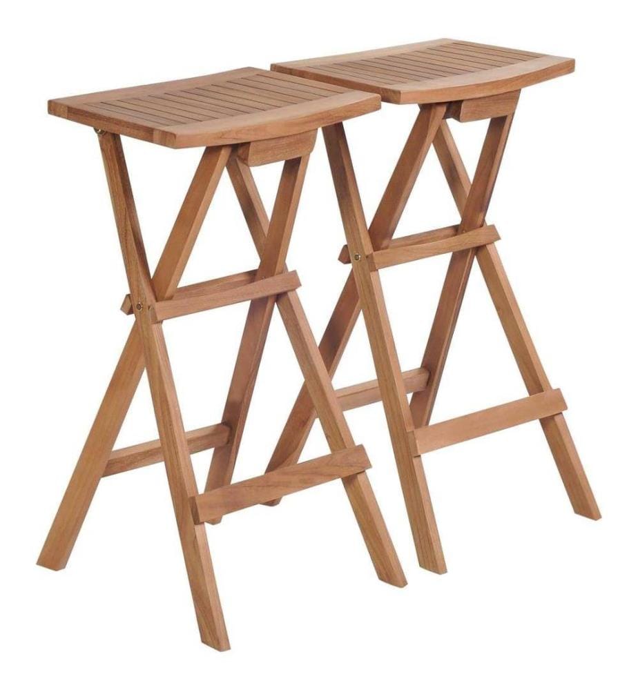 Tabourets de bar pliables 2 pcs Bois de teck massif