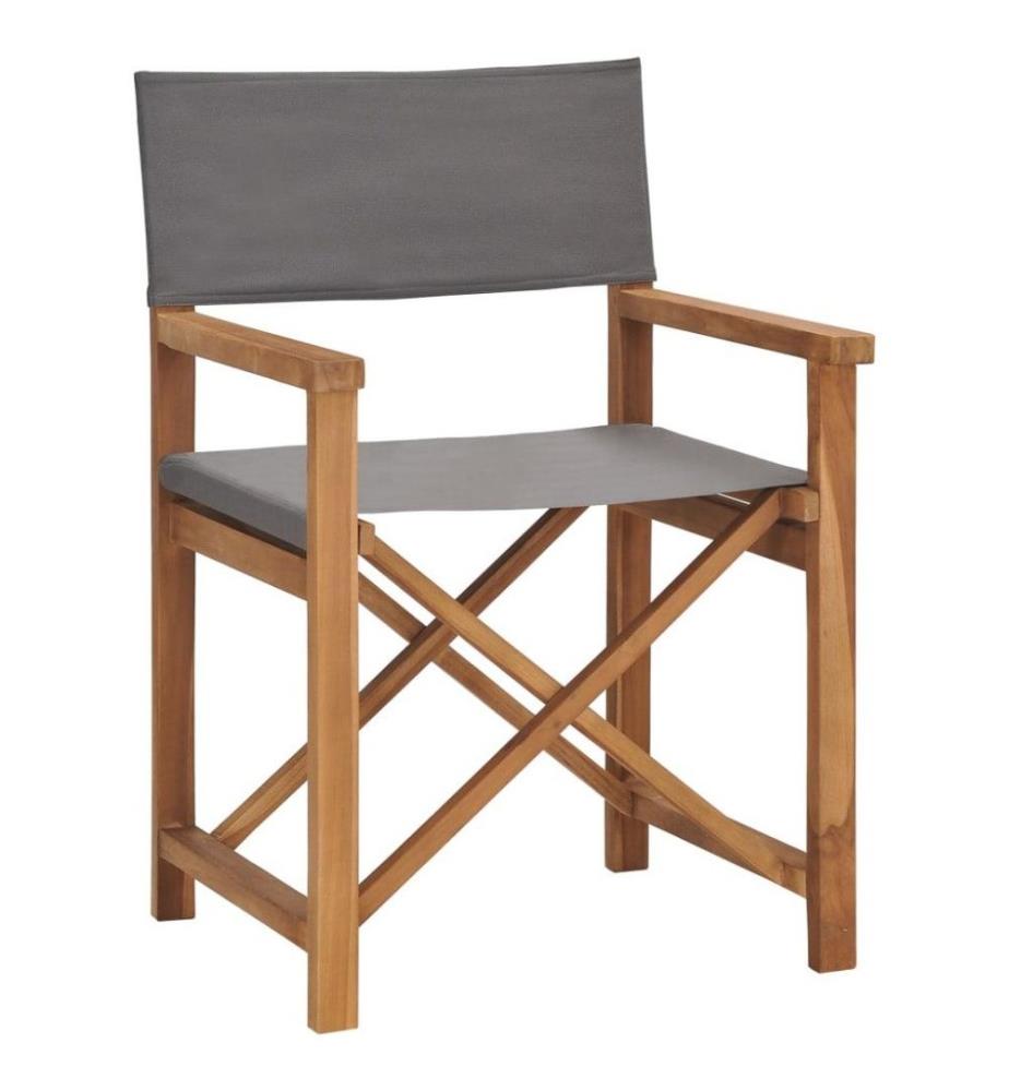 Regiestuhl Massivholz Teak Grau