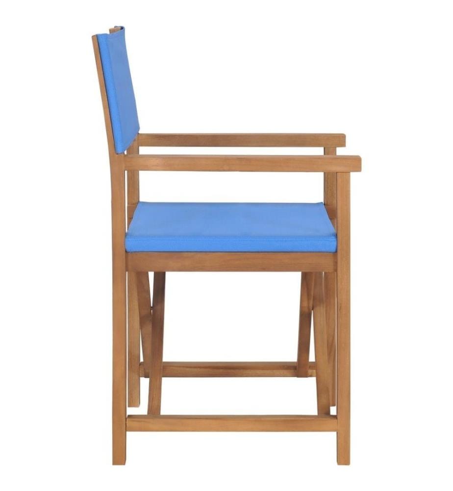 Chaise de metteur en scène Bois de teck solide Bleu