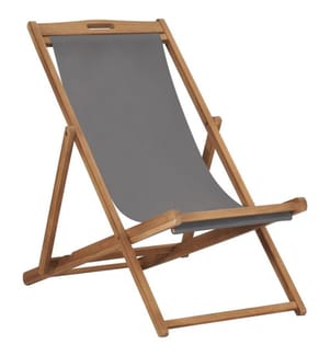 Strandstuhl Klappbar Massivholz Teak Grau