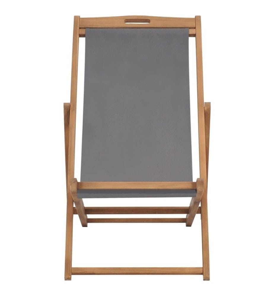 Strandstuhl Klappbar Massivholz Teak Grau