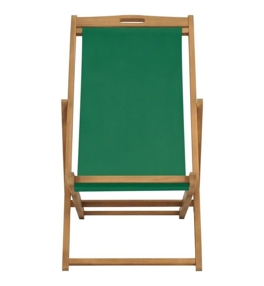 Strandstuhl Klappbar Massivholz Teak Grün