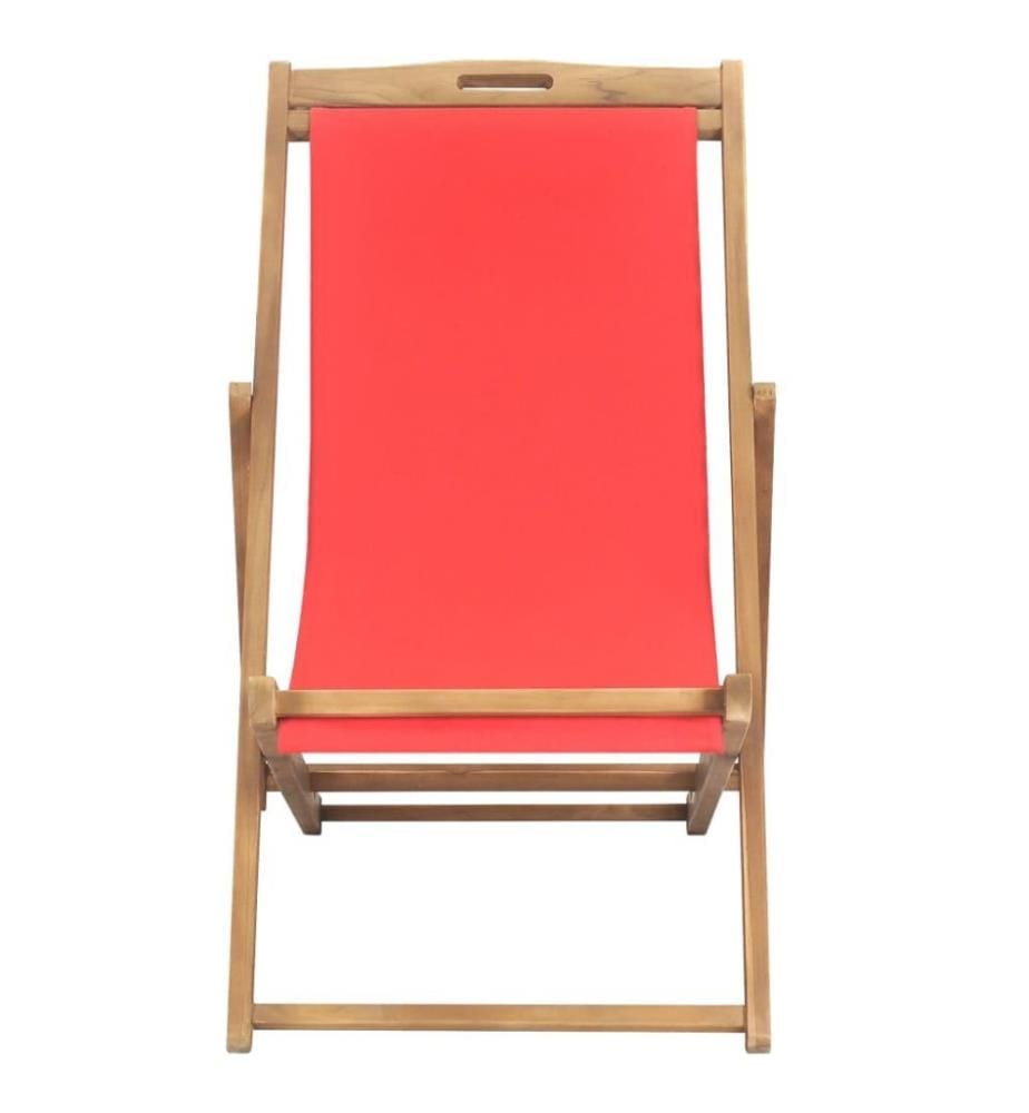 Chaise de plage pliable Bois de teck solide Rouge