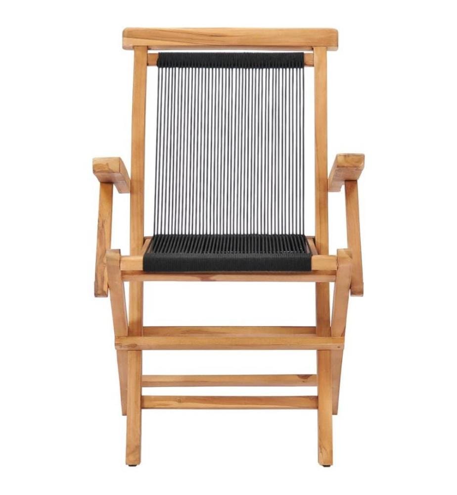 Chaises pliables de jardin 2 pcs Bois de teck solide et corde