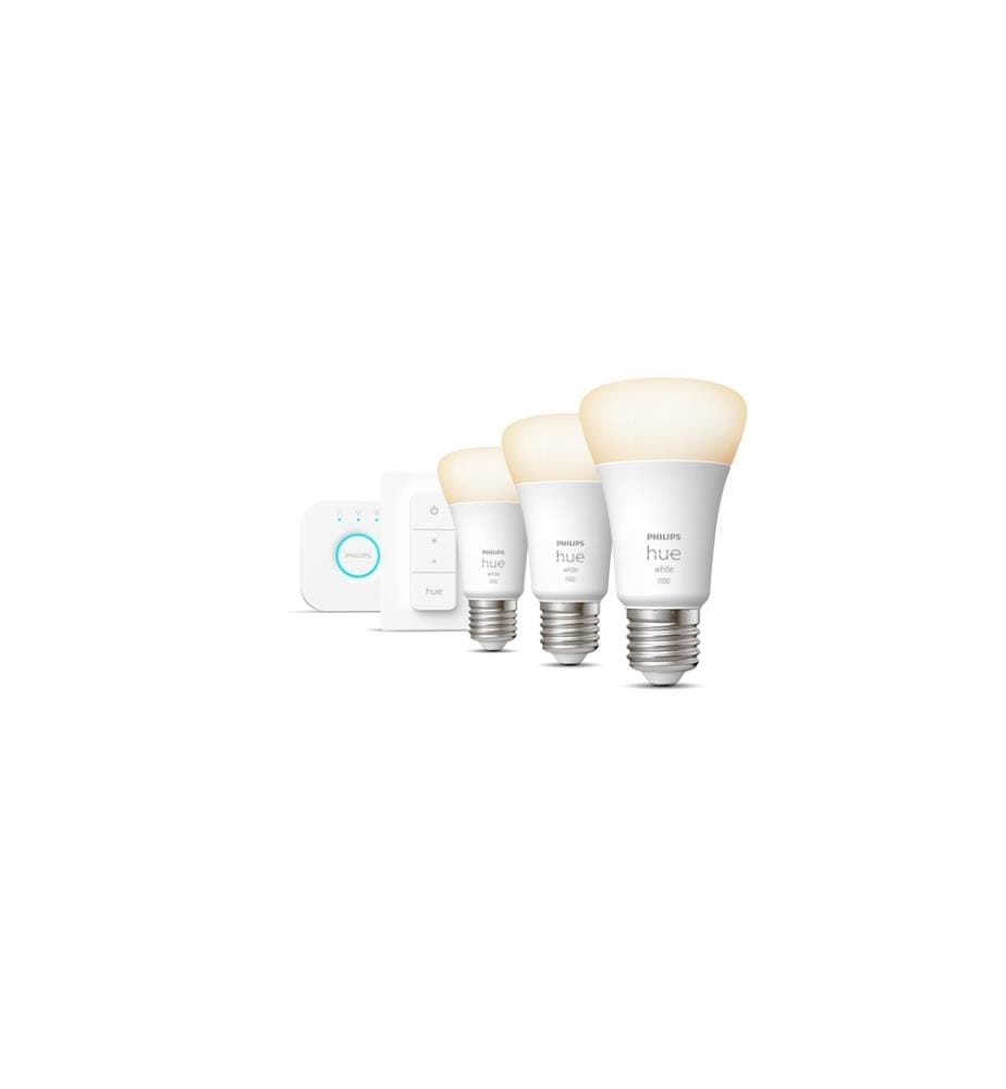 PHILIPS HUE - Kit de départ White E27 Set de 3 starters + variateur 1055 lm