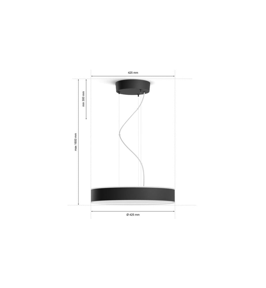 PHILIPS HUE - White Amb. Enrave suspension noir 3300 lm + variateur d'intensité