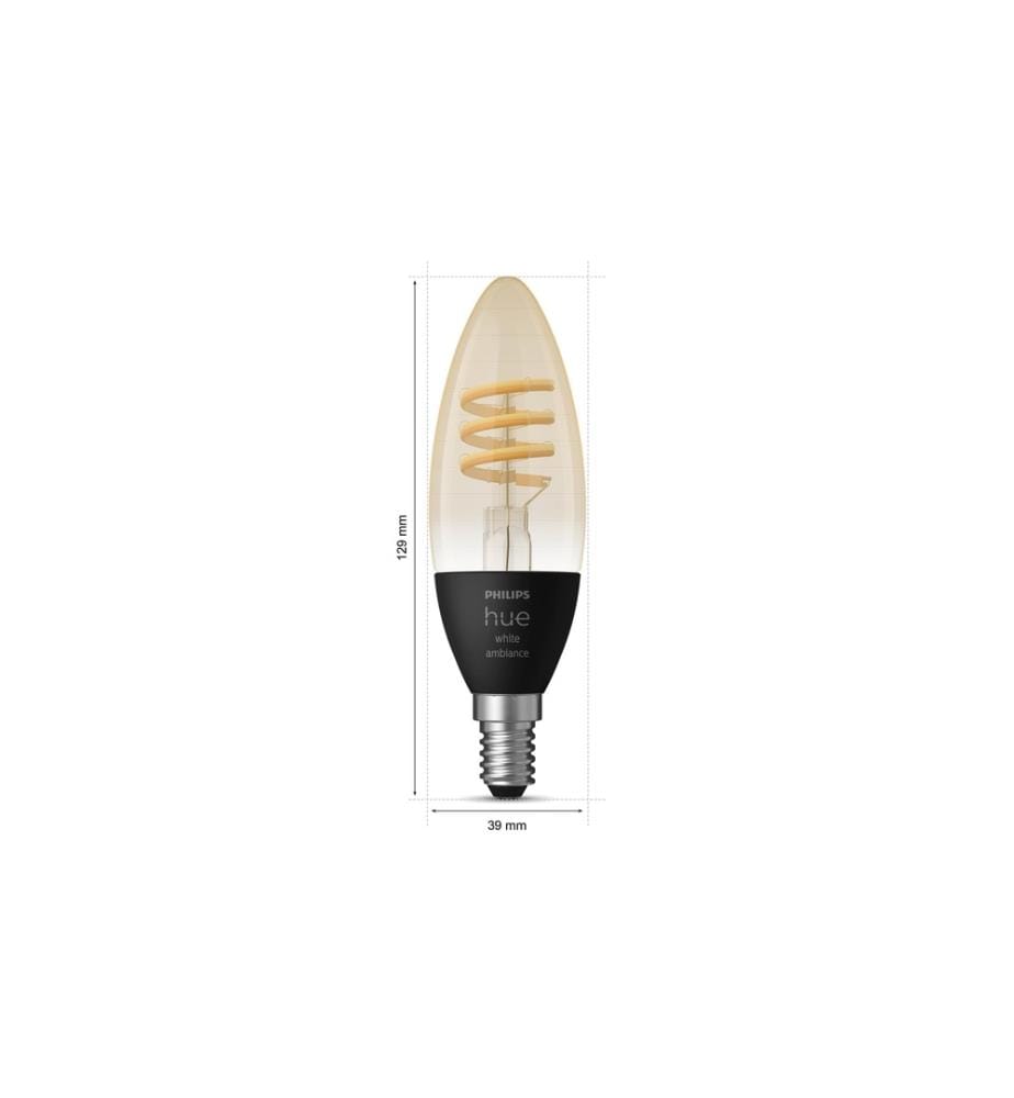 PHILIPS HUE - Ampoule White Amb. filament E14 pack individuel