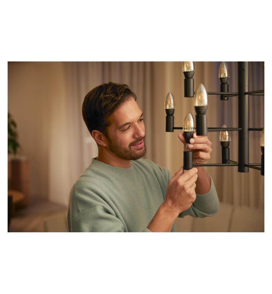 PHILIPS HUE - Ampoule White Amb. filament E14 pack individuel