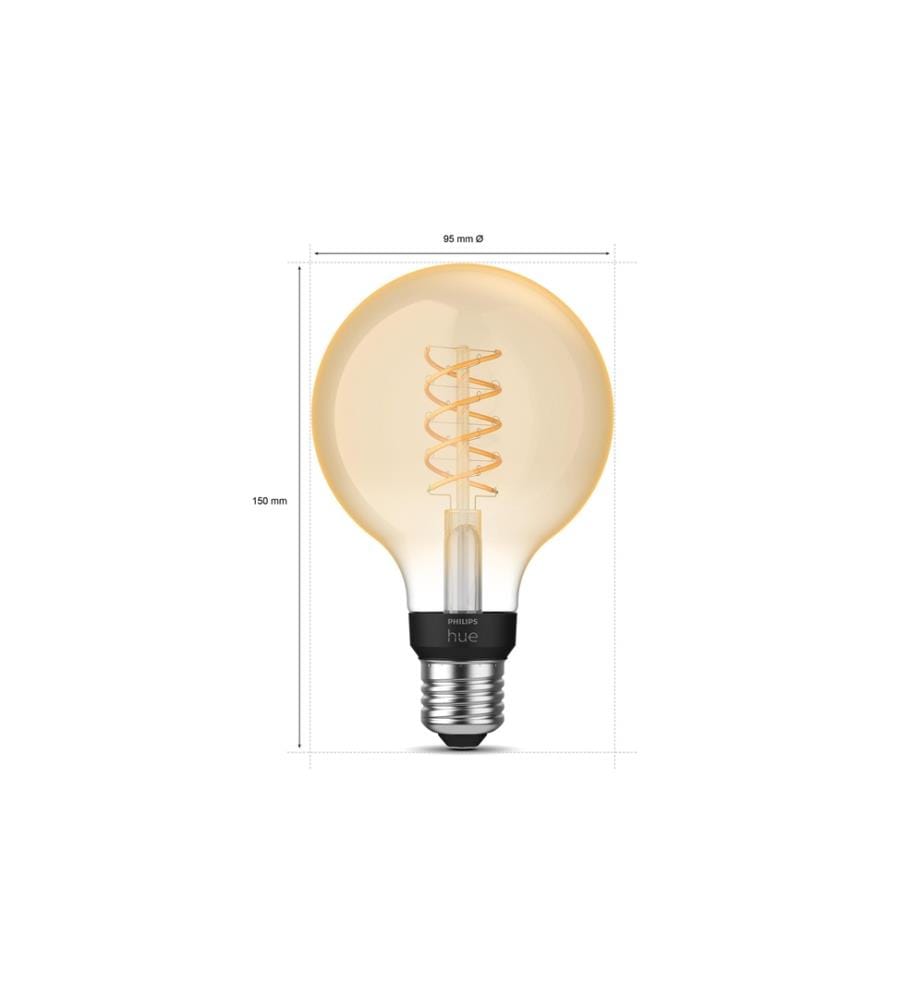 PHILIPS HUE - White E27 Pack individuel Globe Filament 550 lm