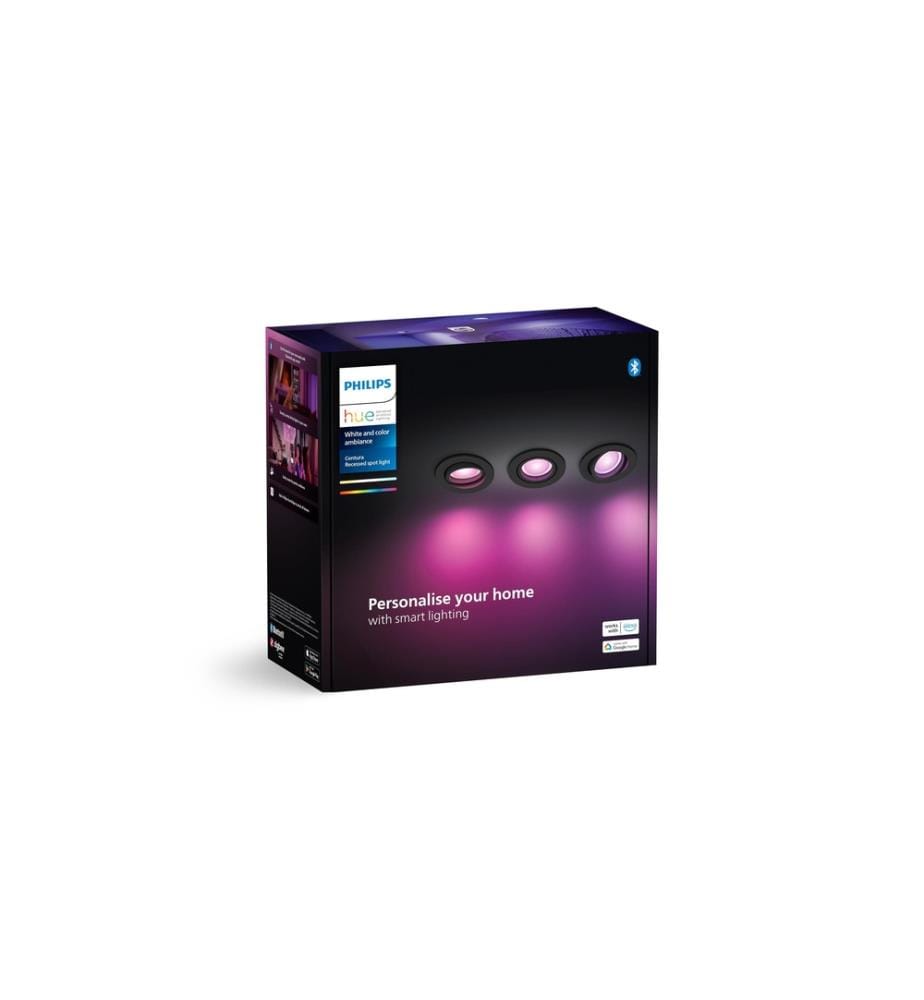 PHILIPS HUE - White & Color Ambiance Centura Spot à encastrer, pack de 3 Noir
