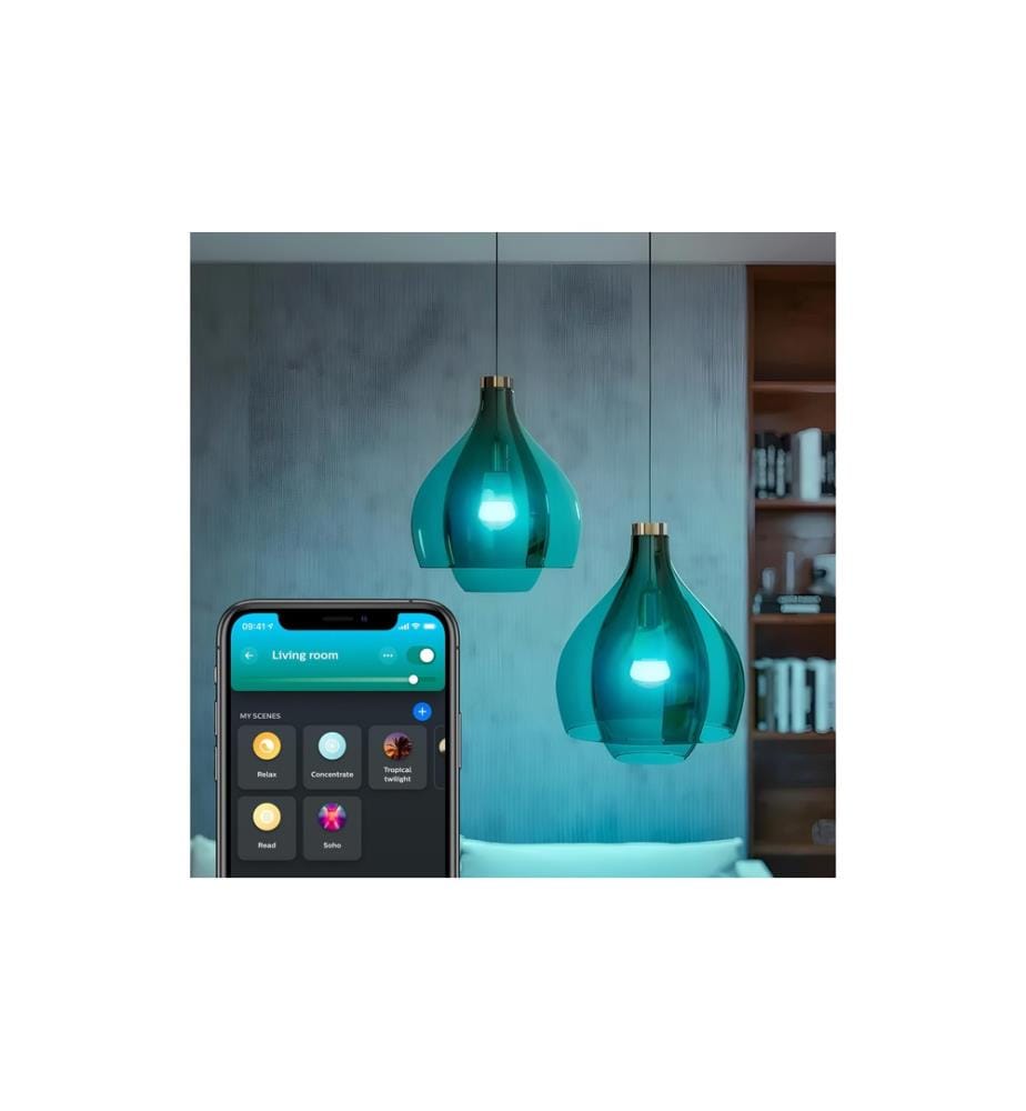 PHILIPS HUE - 3 smarte E27-Lampen + Dimmschalter + Hue Bridge Pro