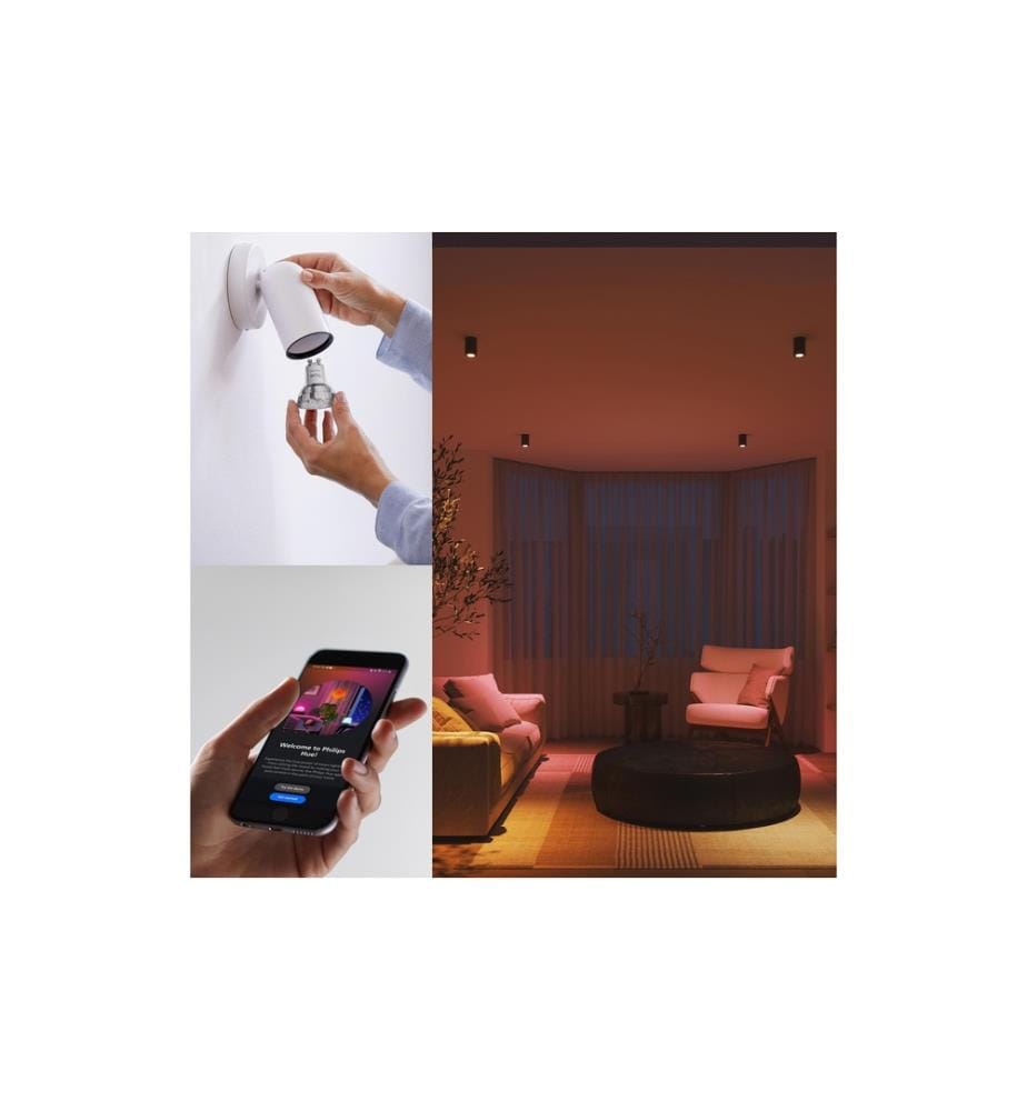 PHILIPS HUE - Ampoule Essential, GU10, 4.7 W, White & Colour, 3 pièces