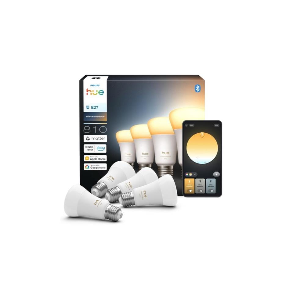 PHILIPS HUE - Ampoule White Ambiance E27 Lot de quatre 4 x 810 lm