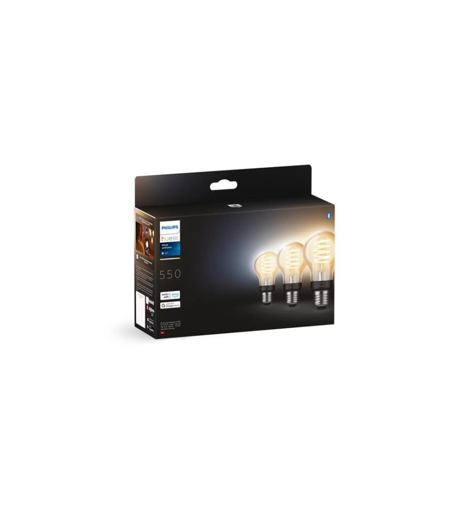 Philips Hue E27 - Filament Lampe A60 550 lm 3er-Pack