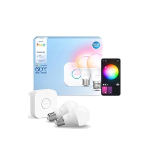 Philips Hue Basis Starter-Set: Hue Bridge + 2 Essential E27 RGB