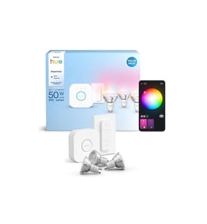 Philips Hue Essential Starter Kit Hue Bridge + 3 x GU10 RGB + Dimmer