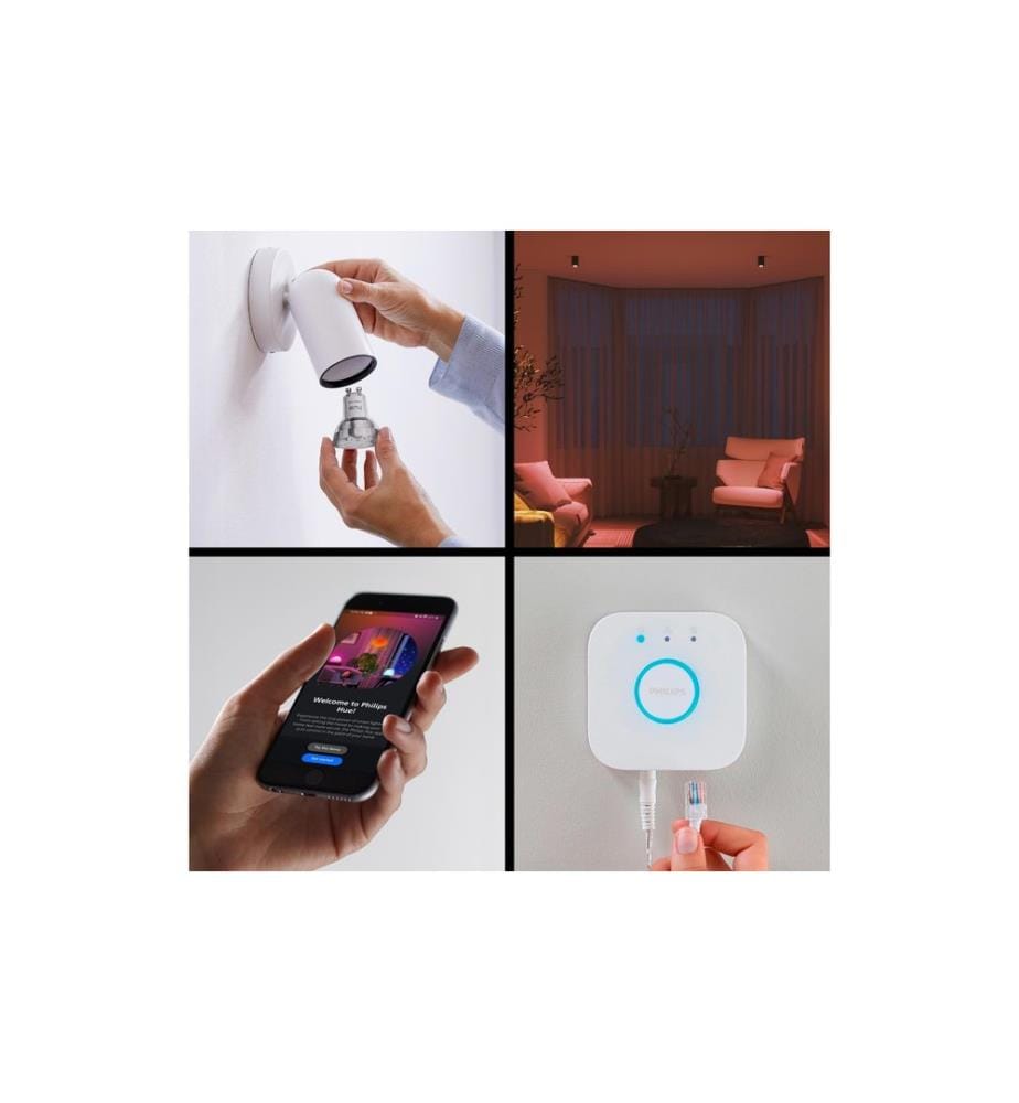 Philips Hue Essential Starter Kit Hue Bridge + 3 x GU10 RGB + Dimmer