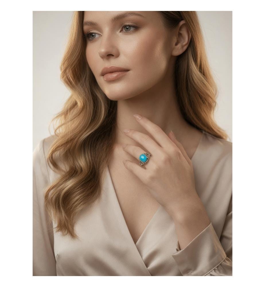 Pandora Silver Turquoise Crystal Ring - Silver