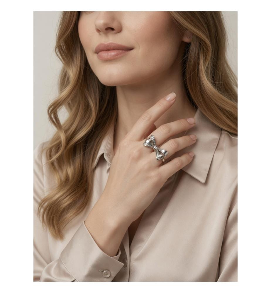 Pandora Silver Bow Zirconia Ring - Silver