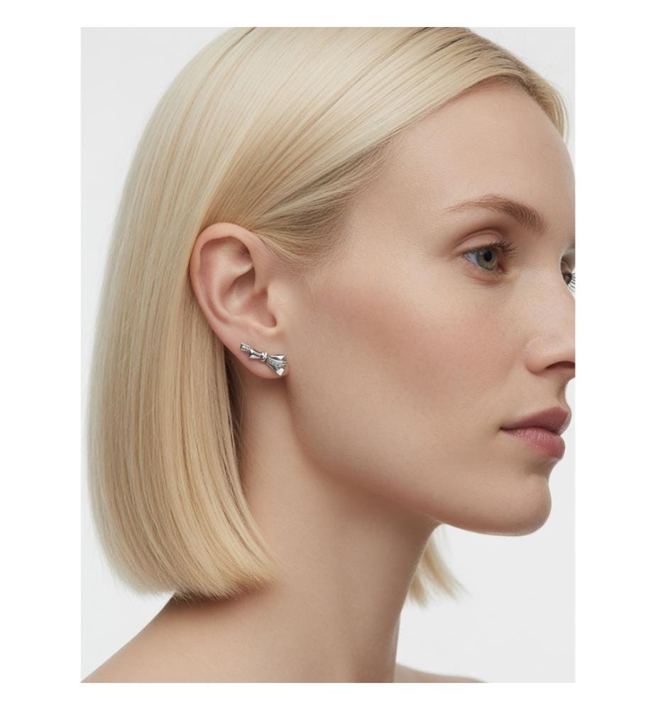 Pandora Silver Bow Zirconia Earrings - Silver