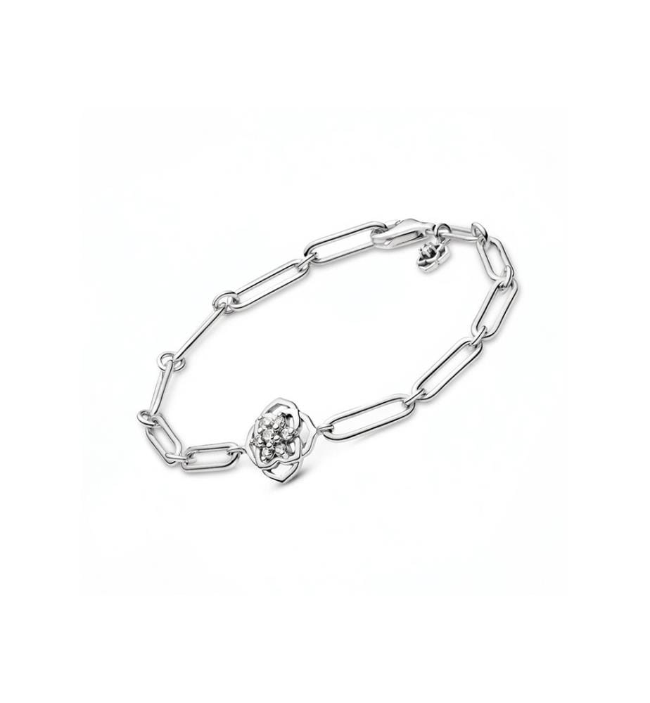 Rose Petals Link Bracelet - Silver