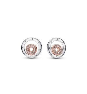 Pandora Signature Two-Tone Logo Circles Stud Earrings - Silver