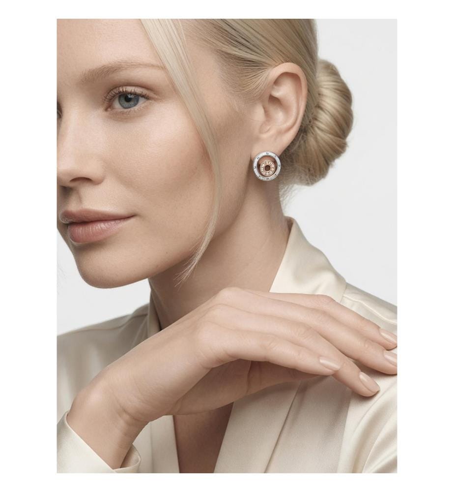 Pandora Signature Two-Tone Logo Circles Stud Earrings - Silver