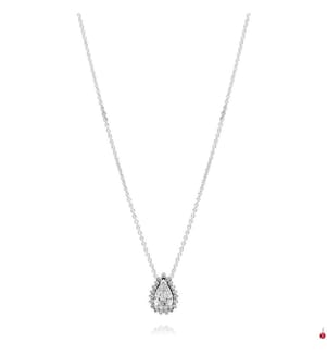Halo Sparkling Pear Necklace - Silver 925/1000e