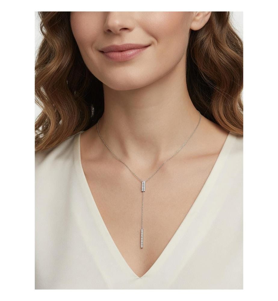 Pandora Timeless Pavé Prism Drop Necklace - Silver