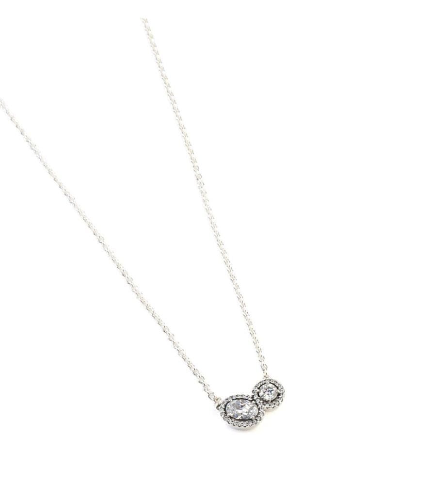 Double Luminous Stone Necklace - Silver